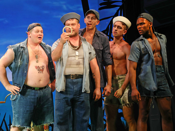 Phil Sloves, Keven Quillon, Graham Keen, John Michael Peterson and Eric Shawn in Goodspeed's South Pacific. Photo by Diane Sobolewski