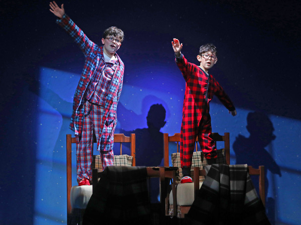 Christopher Riley and Camilo Velasquez Escamilla in Goodspeed's A Christmas Story. Photo by Diane Sobolewski.