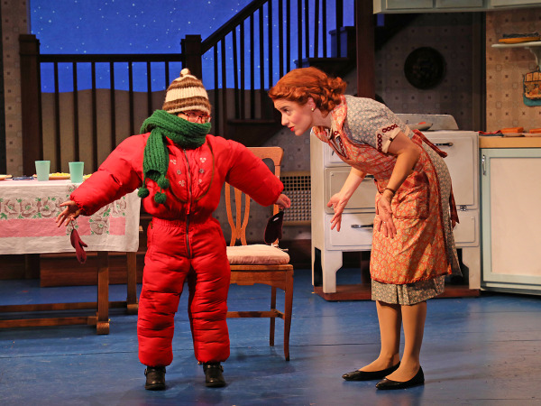 Camilo Velasquez Escamilla and Jenn Gambatese in Goodspeed's A Christmas Story. Photo by Diane Sobolewski.