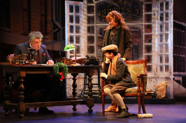 Robert Cuccioli with Daisy Wright and Robbie Berson in Goodspeed's A CONNECTICUT CHRISTMAS CAROL. (c)Diane Sobolewski