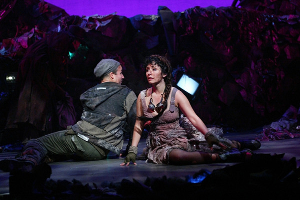 Caesar Samayoa and Michelle Aravena in Goodspeed's The Roar of the Greasepaint. (c)Diane Sobolewski.