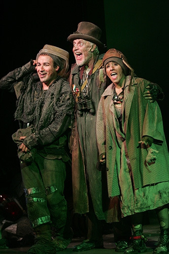 Caesar Samayoa, Tony Sheldon and Michelle Aravena in Goodspeed's The Roar of the Greasepaint. (c)Diane Sobolewski.