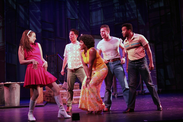 Ephie Aardema, Kevin Santos, Crystal Lucas-Perry, Keven Quillon and Jeremy Gaston in Goodspeed's A Sign of the Times. (c)Diane Sobolewski.
