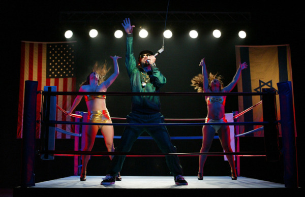 Dennis Stowe, Haley Hannah and Jadi Collado in Goodspeed's CUTMAN a boxing musical. (c) Diane Sobolewski.