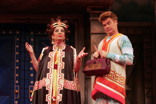 Mary Gutzi and John Scherer in Goodspeed's A Funny Thing Happened on the Way to the Forum. (c) Diane Sobolewski.