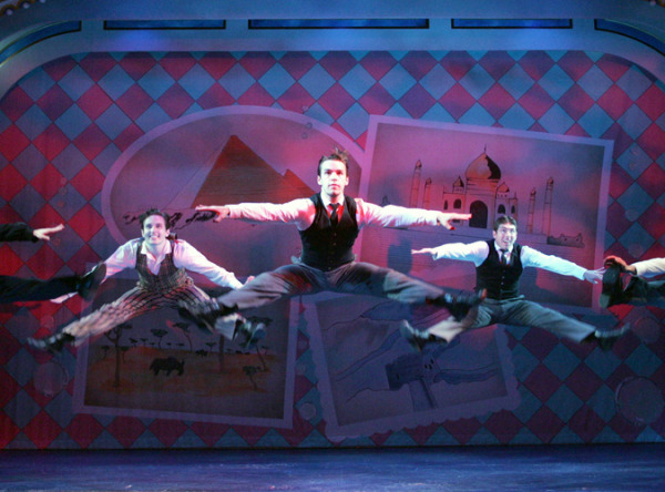Peter Leskowicz, Wes Hart, and Cameron Henderson in Goodspeed Musicals' HALF A SIXPENCE. (c) Diane Sobolewski.