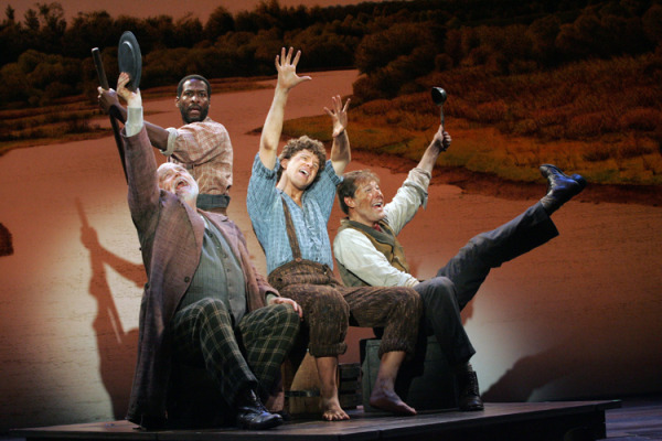 Ed Dixon, Russel Joel Brown, Will Reynolds, and John Bolton in Goodspeed Musicals' BIG RIVER. (c) Diane Sobolewski.