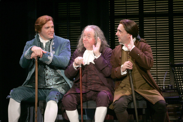 Edward Watts, Ronn Carroll and Peter A. Carey in Goodspeed's 1776 production.