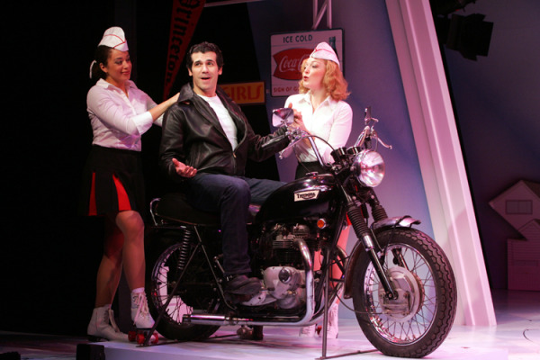 Andrea Dora, Joey Sorge and Lauren Parson in Goodspeed Musicals' Happy Days. (c) Diane Sobolewski.